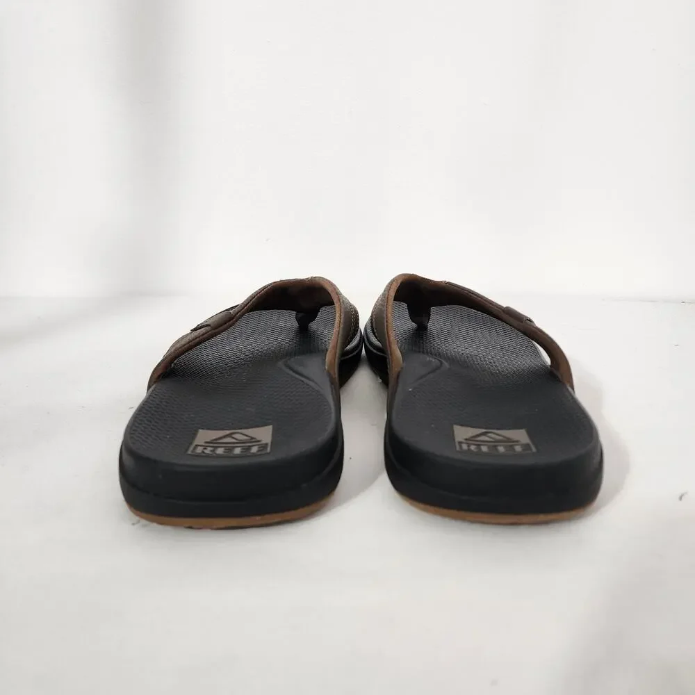 REEF Mens Cushion Spring 2.0 Flip Flop Sandals Thong Size 10 Brown Faux Leather